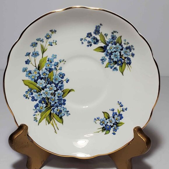 Regency Teacup and Saucer Forget-Me-Not Flowers Vintage - Picture 6 of 9